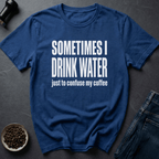 Coffee graphic Hydration Prank T-Shirt in Royal / S by Caffeine Dept