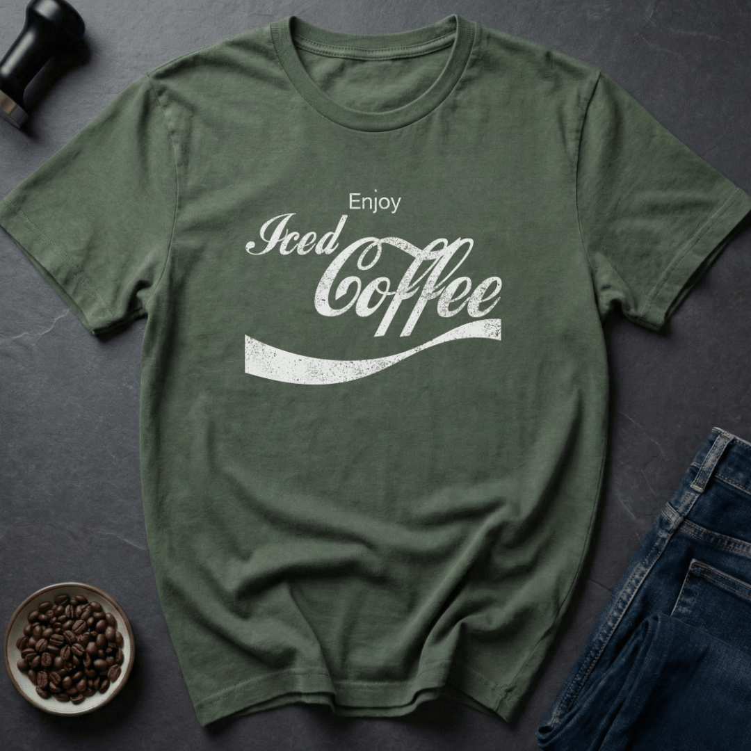 Coffee graphic Iced Coffee T-Shirt in Military Green / S by Caffeine Dept