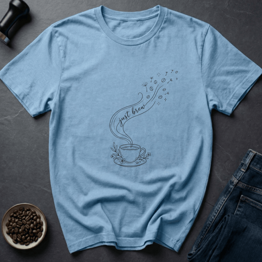 Coffee graphic Just Brew T-Shirt in Light Blue / S by Caffeine Dept