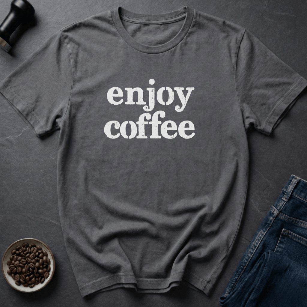 Coffee graphic Just Enjoy T-Shirt in Charcoal / S by Caffeine Dept
