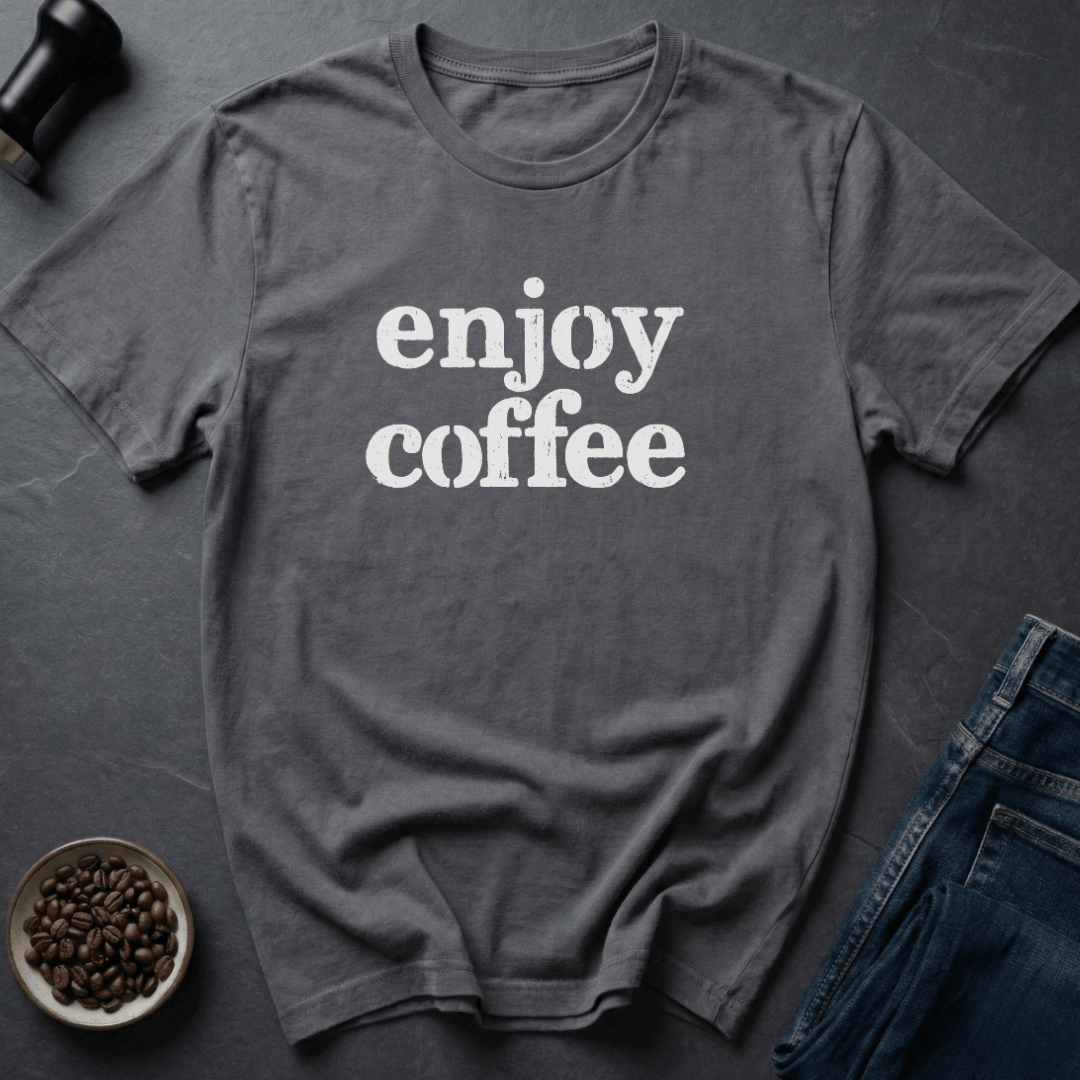 Coffee graphic Just Enjoy T-Shirt in Charcoal / S by Caffeine Dept