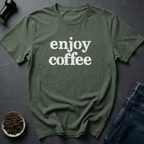 Coffee graphic Just Enjoy T-Shirt in Military Green / S by Caffeine Dept
