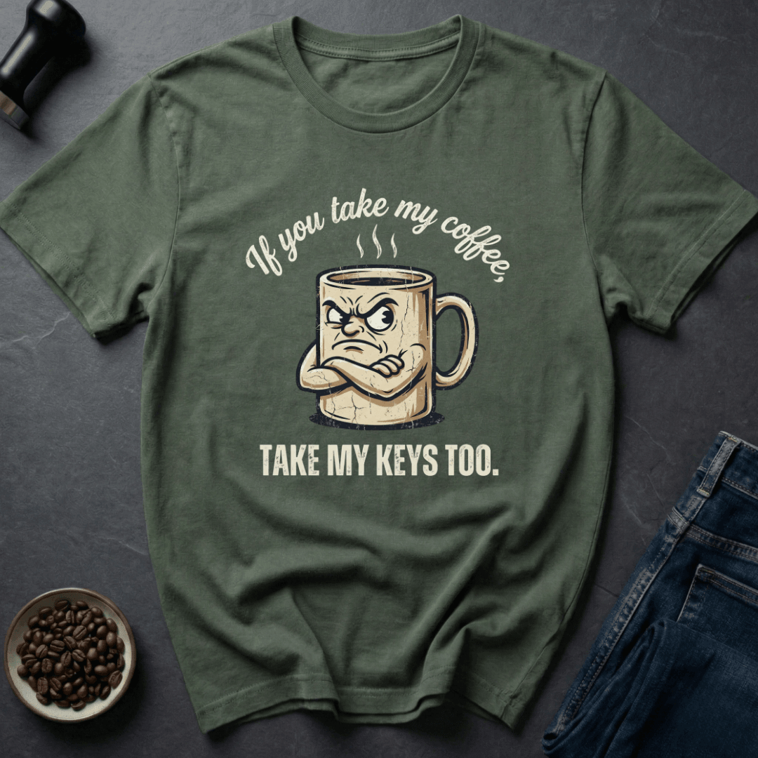 Coffee graphic Keep Coffee T-Shirt in Charcoal / S by Caffeine Dept