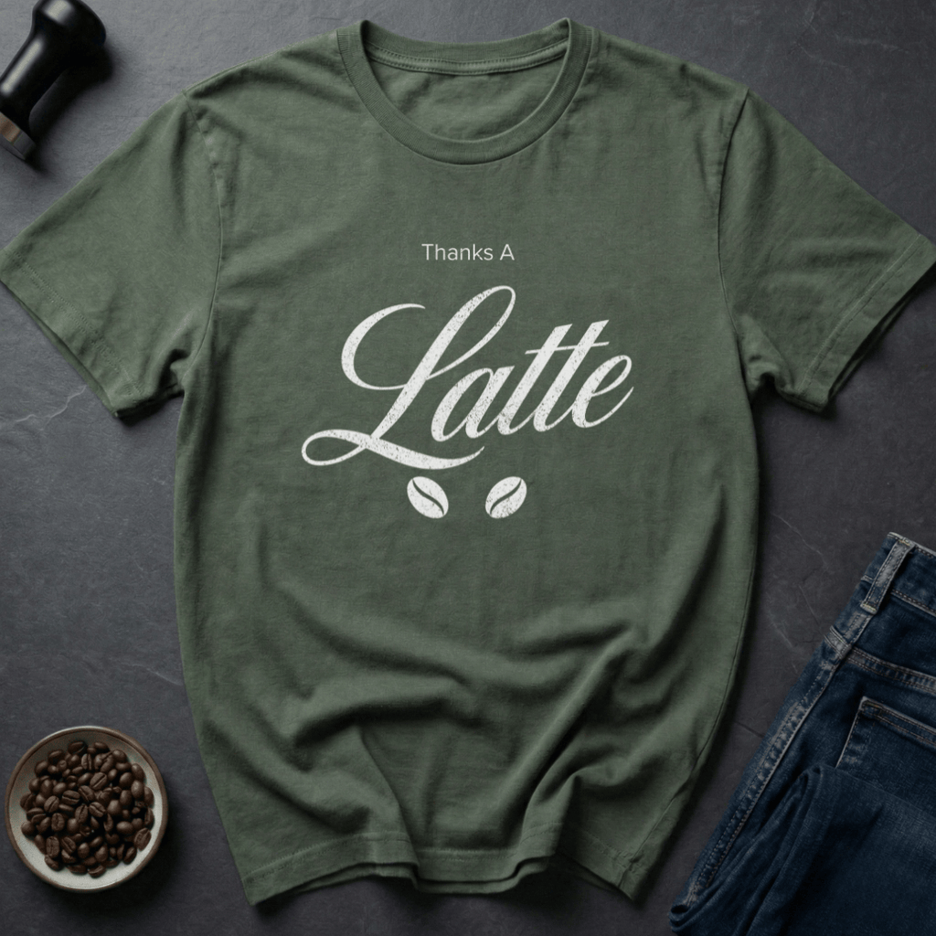 Coffee graphic Latte Appreciation T-Shirt in Military Green / S by Caffeine Dept