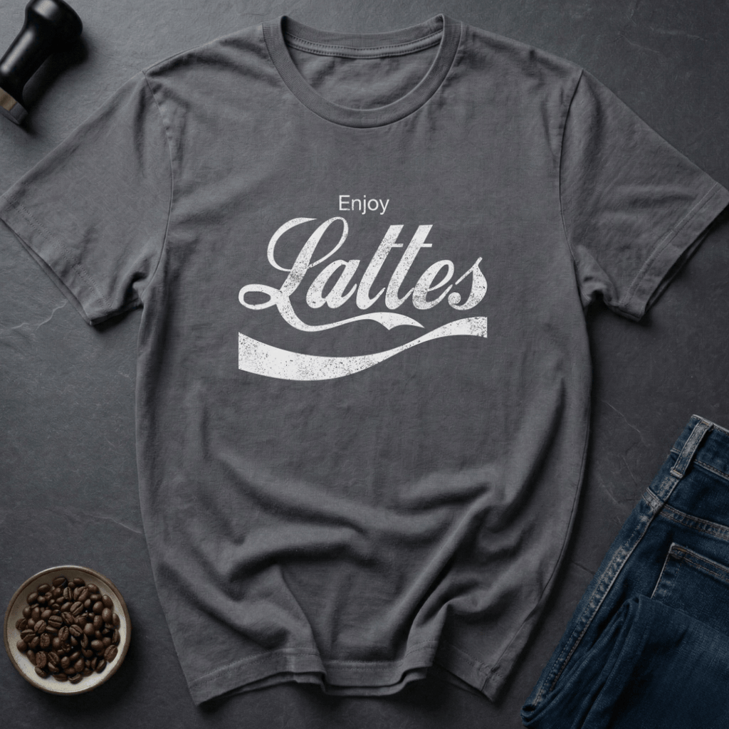 Coffee graphic Latte First T-Shirt in Charcoal / S by Caffeine Dept