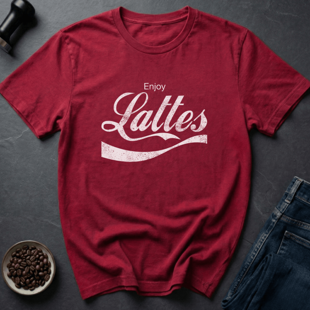 Coffee graphic Latte First T-Shirt in Heather Red / S by Caffeine Dept