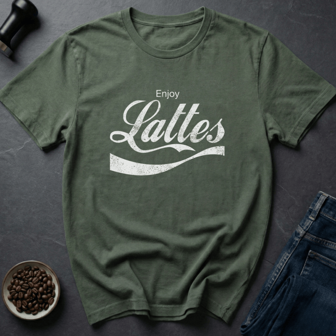 Coffee graphic Latte First T-Shirt in Military Green / S by Caffeine Dept