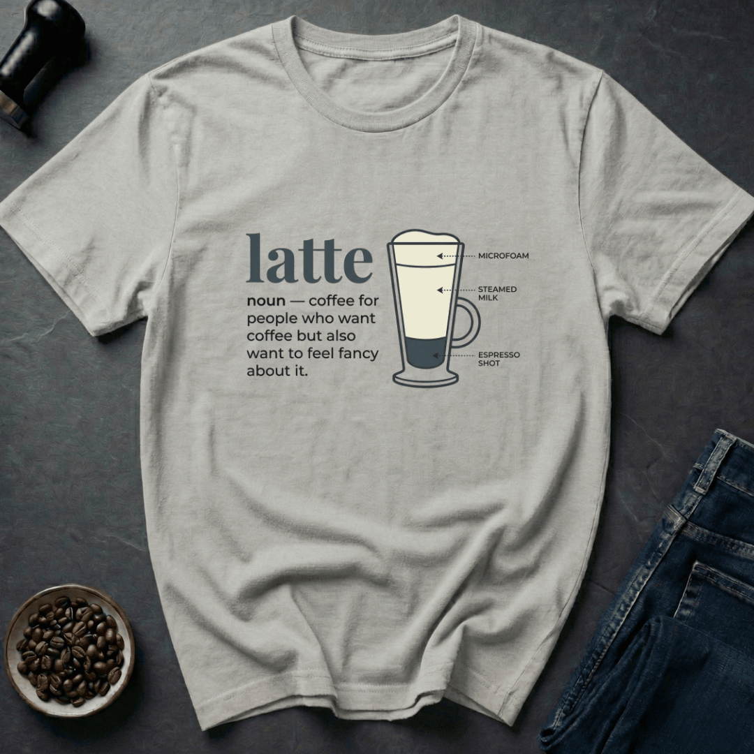 Coffee graphic Latte Life T-Shirt in Ice Grey / S by Caffeine Dept