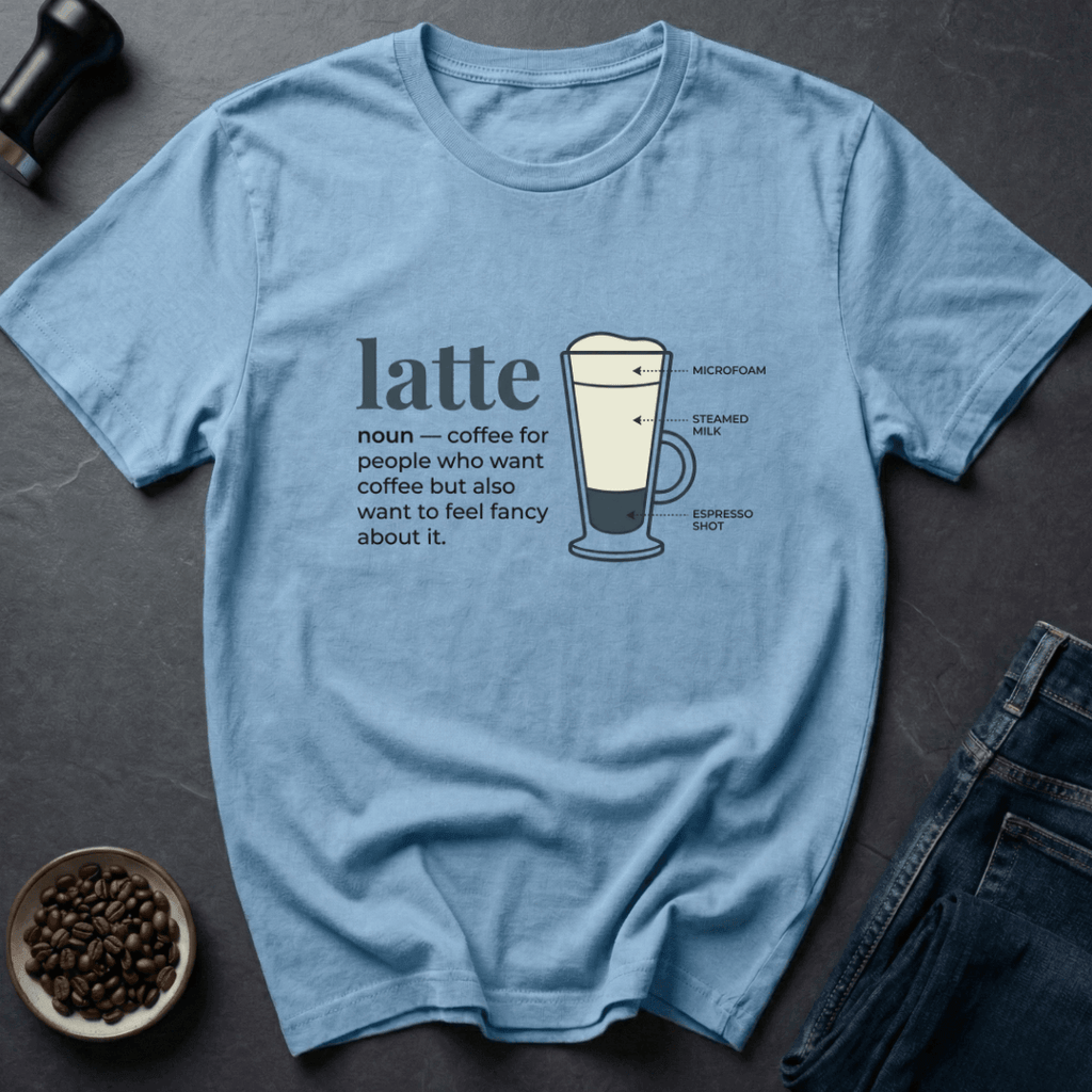 Coffee graphic Latte Life T-Shirt in Ice Grey / S by Caffeine Dept