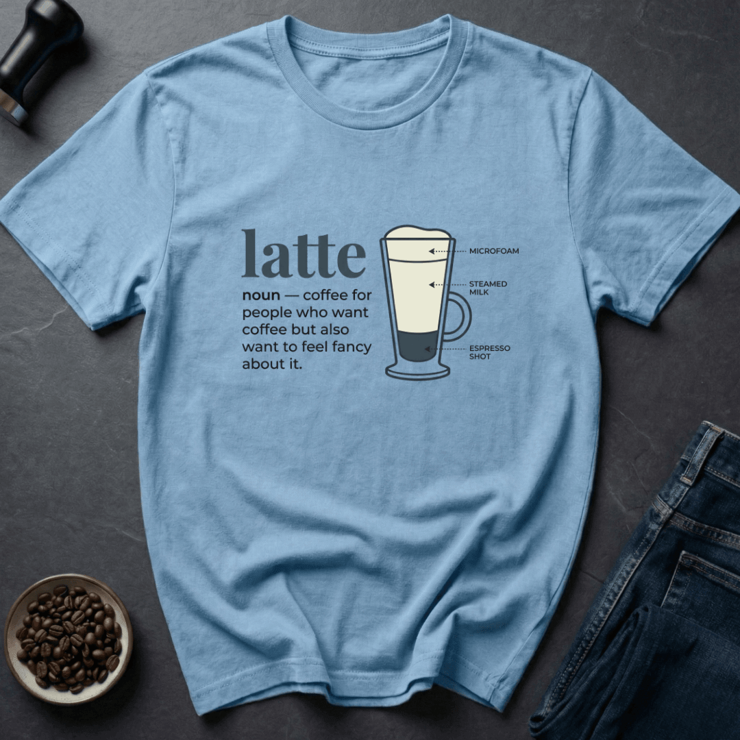 Coffee graphic Latte Life T-Shirt in Ice Grey / S by Caffeine Dept