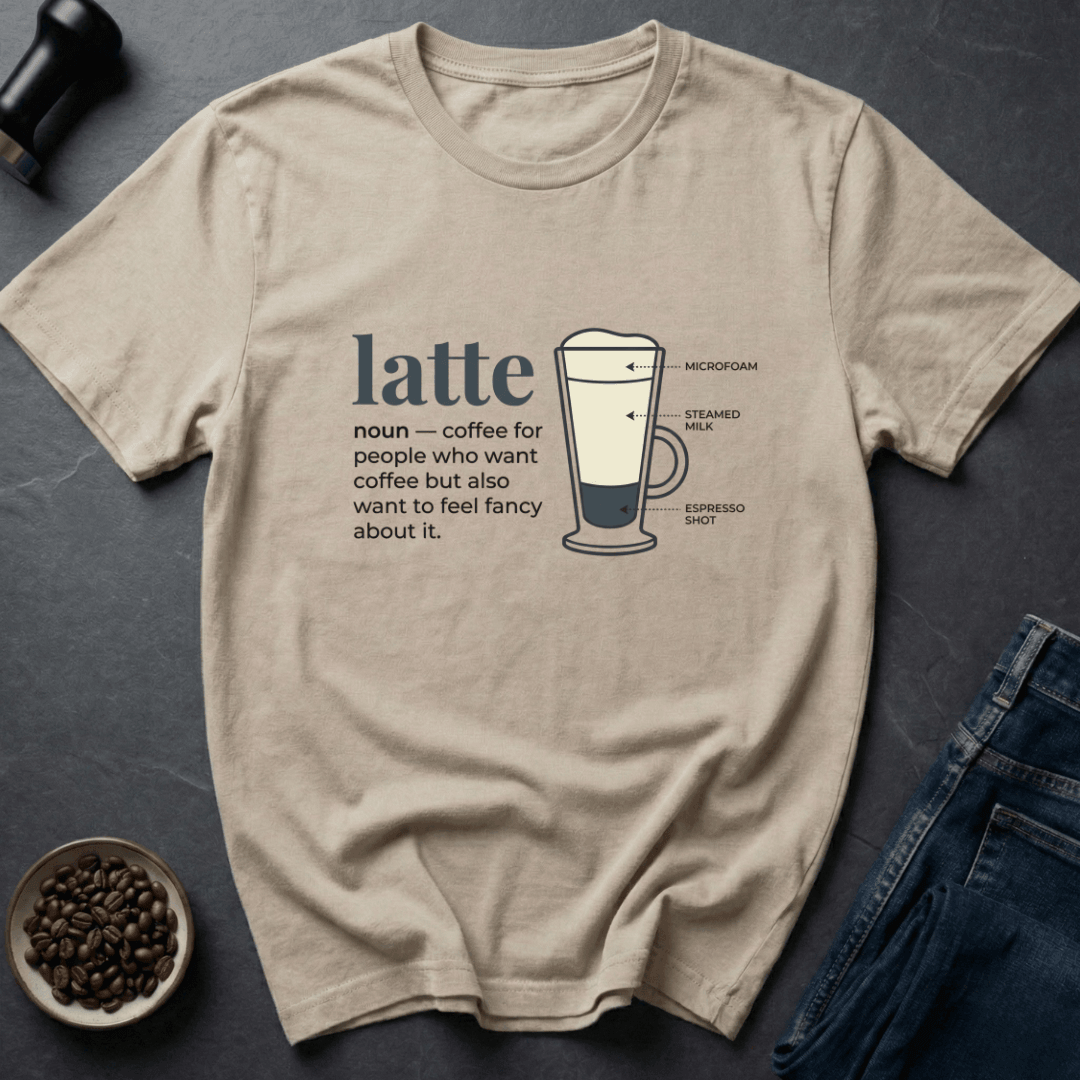 Coffee graphic Latte Life T-Shirt in Ice Grey / S by Caffeine Dept