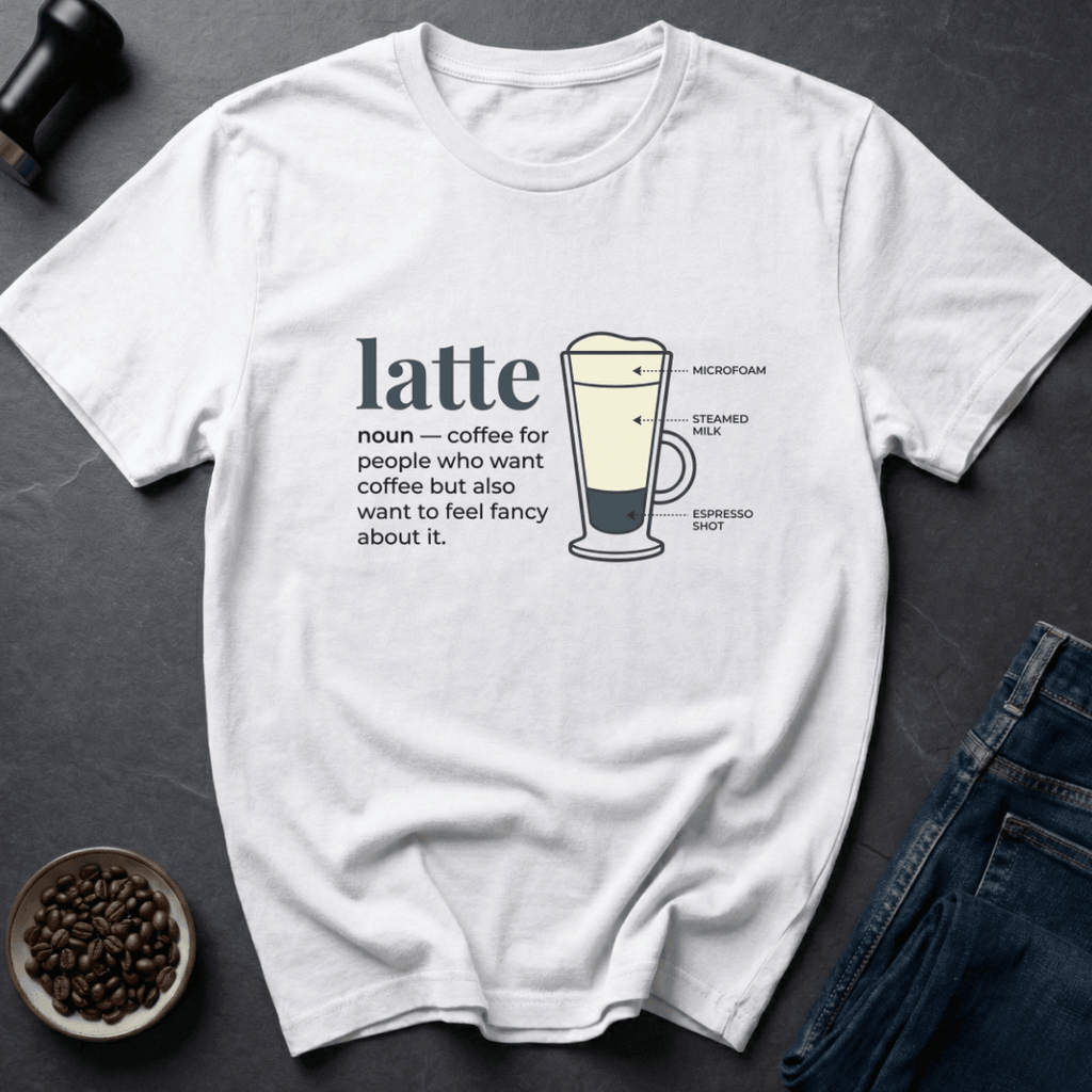 Coffee graphic Latte Life T-Shirt in Ice Grey / S by Caffeine Dept