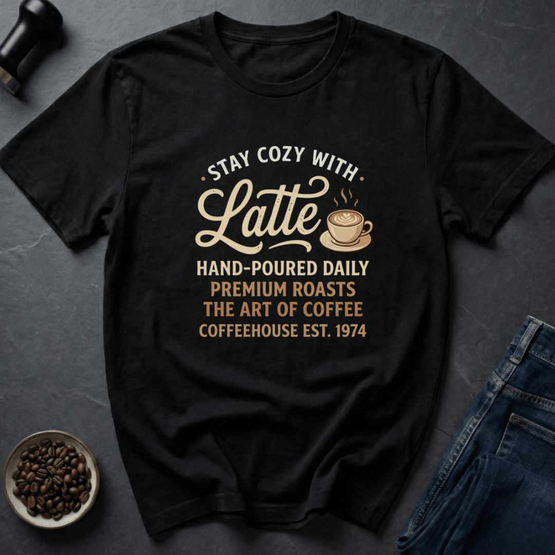 Coffee graphic Latte Mood T-Shirt in Black / S by Caffeine Dept