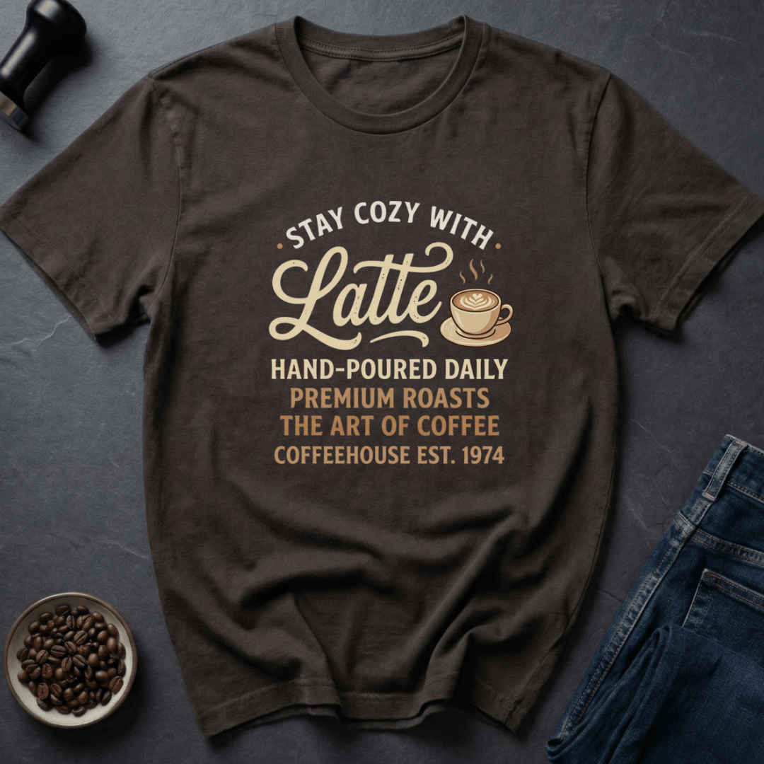 Coffee graphic Latte Mood T-Shirt in Dark Chocolate / S by Caffeine Dept