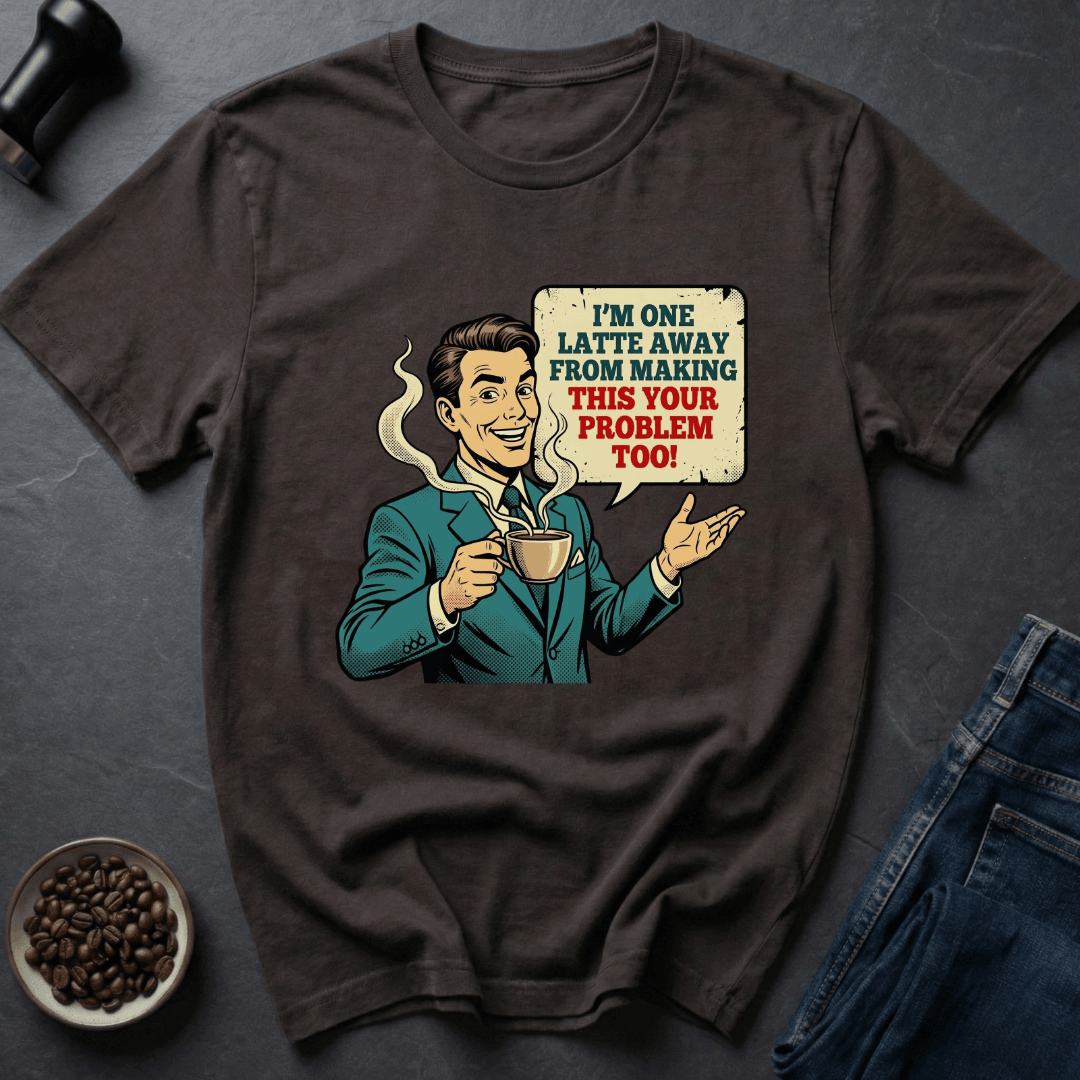 Coffee graphic Latte Warning T-Shirt in Dark Chocolate / S by Caffeine Dept