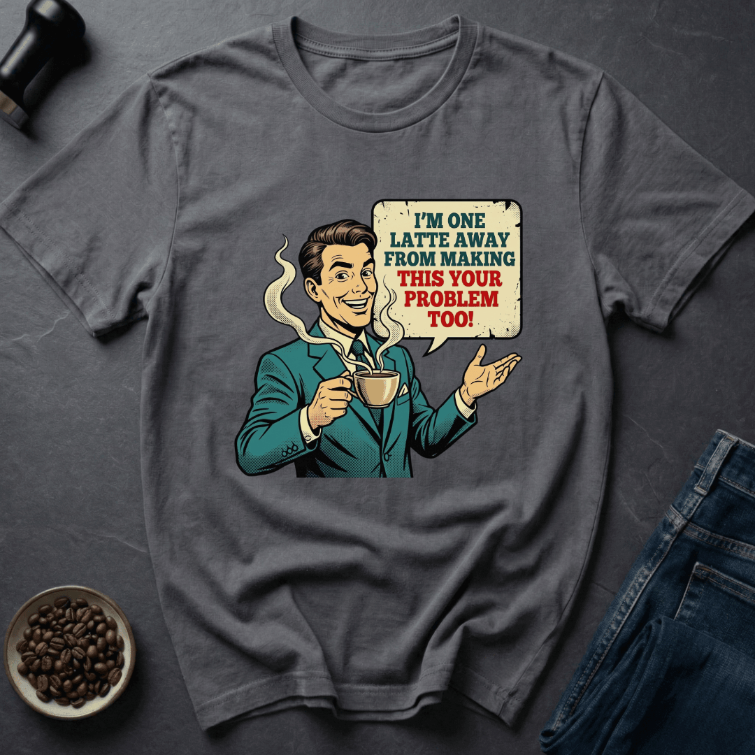 Coffee graphic Latte Warning T-Shirt in Dark Chocolate / S by Caffeine Dept