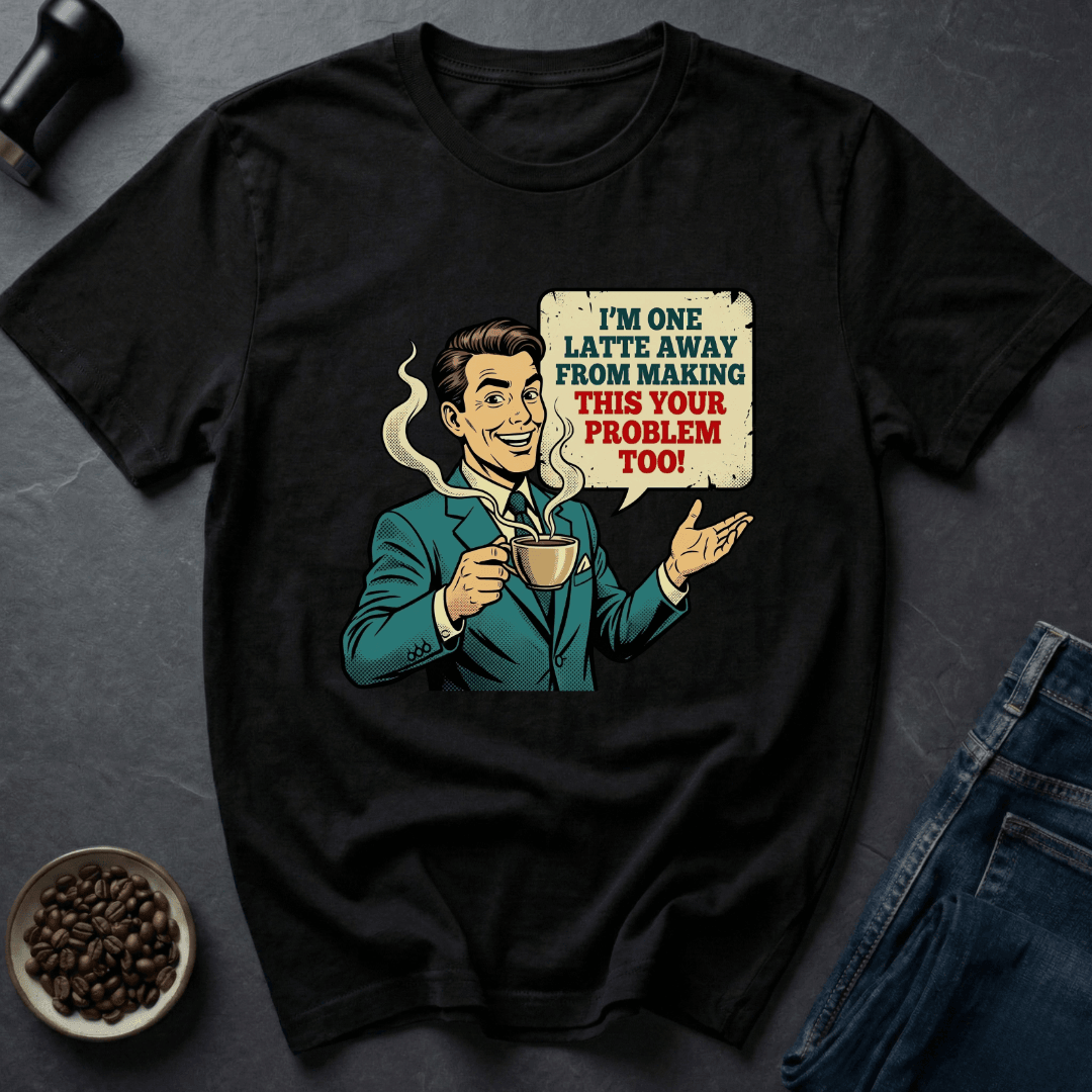Coffee graphic Latte Warning T-Shirt in Dark Chocolate / S by Caffeine Dept