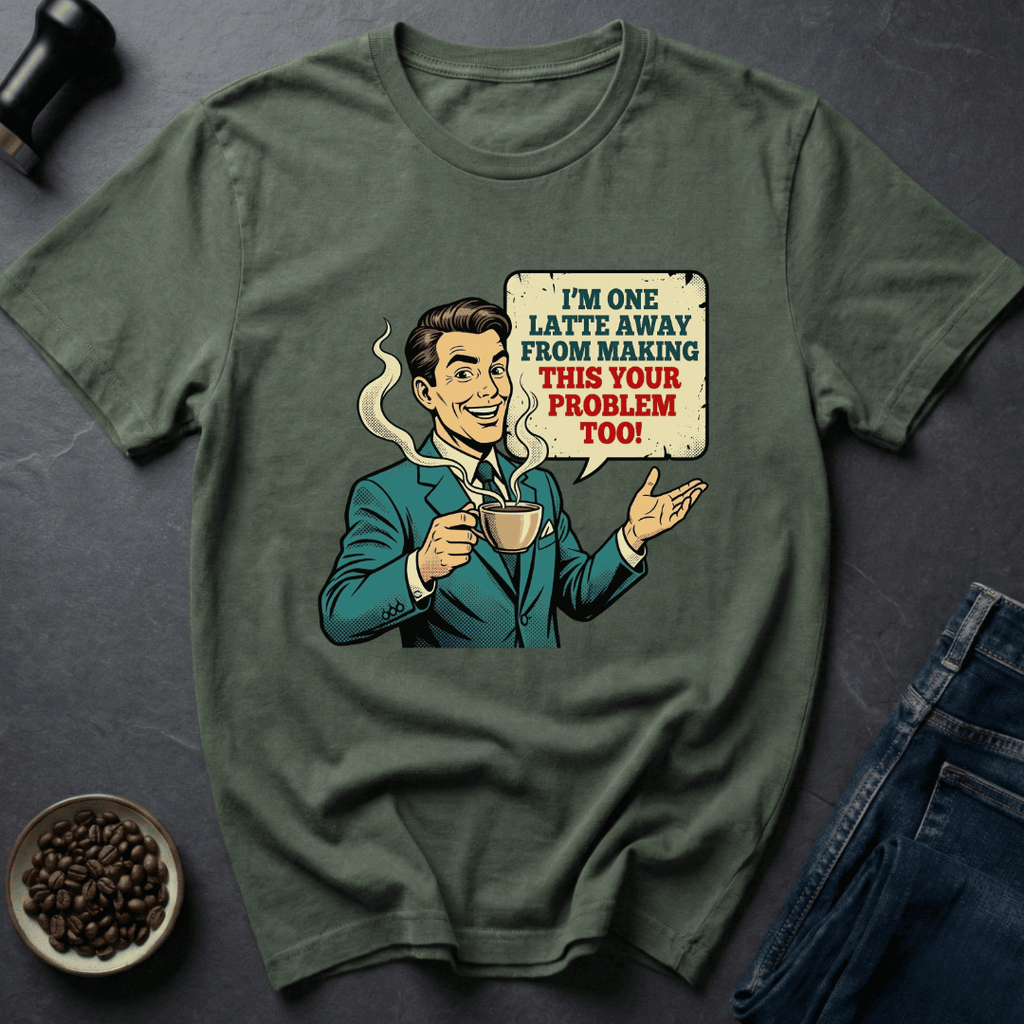 Coffee graphic Latte Warning T-Shirt in Dark Chocolate / S by Caffeine Dept