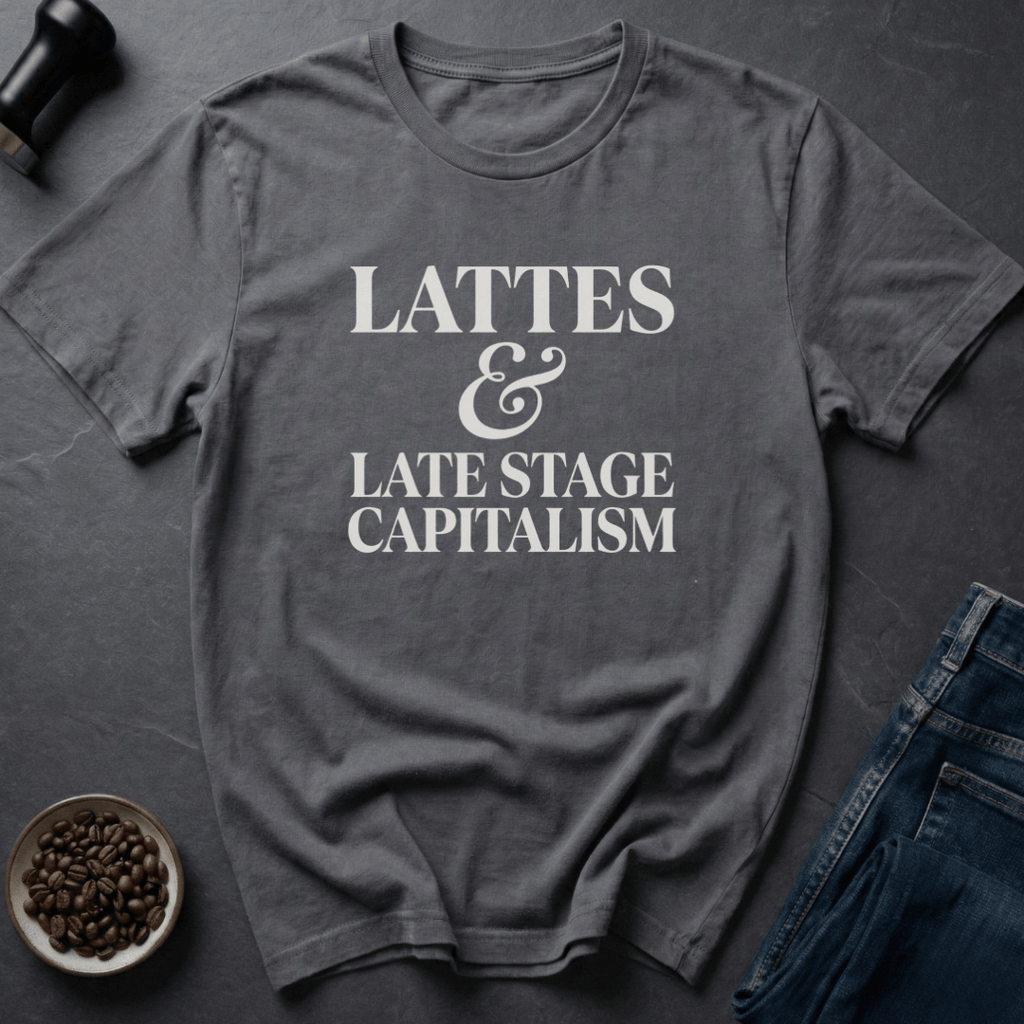 Coffee graphic Lattes And Hustle T-Shirt in Charcoal / S by Caffeine Dept