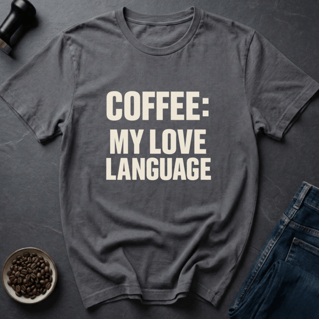 Coffee graphic Love Means Coffee T-Shirt in Charcoal / S by Caffeine Dept