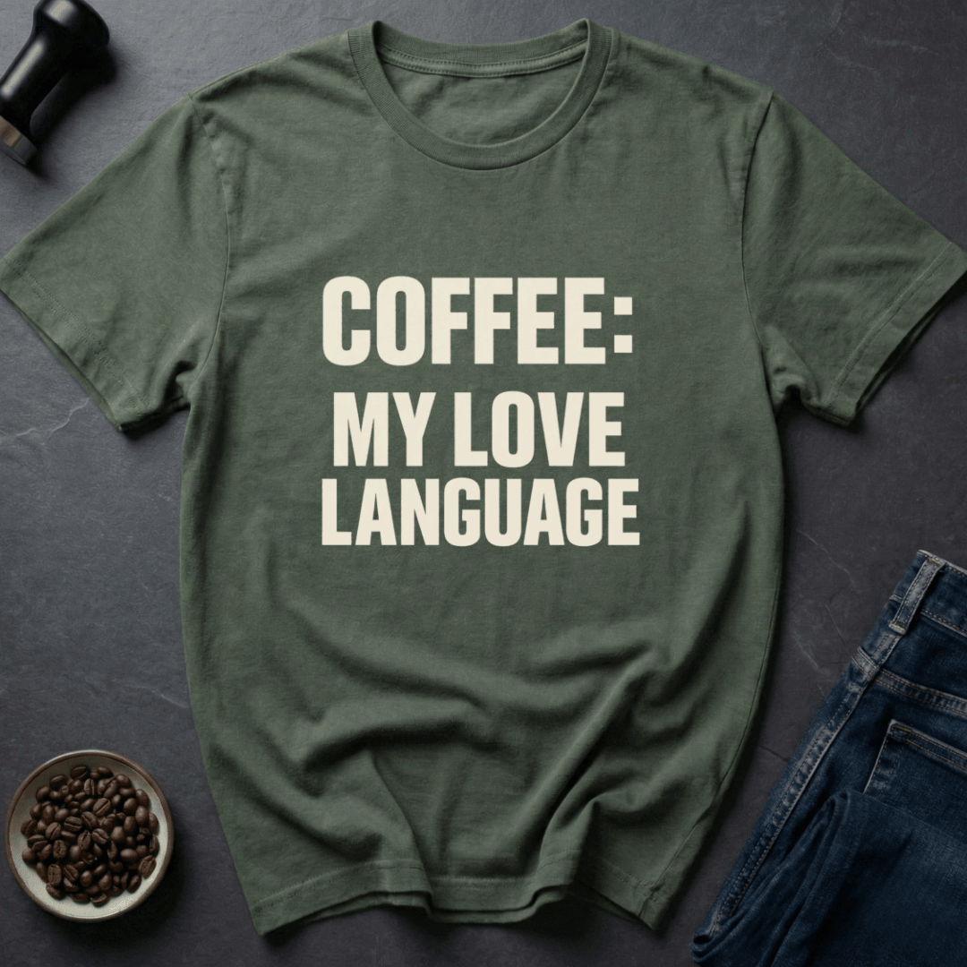 Coffee graphic Love Means Coffee T-Shirt in Charcoal / S by Caffeine Dept
