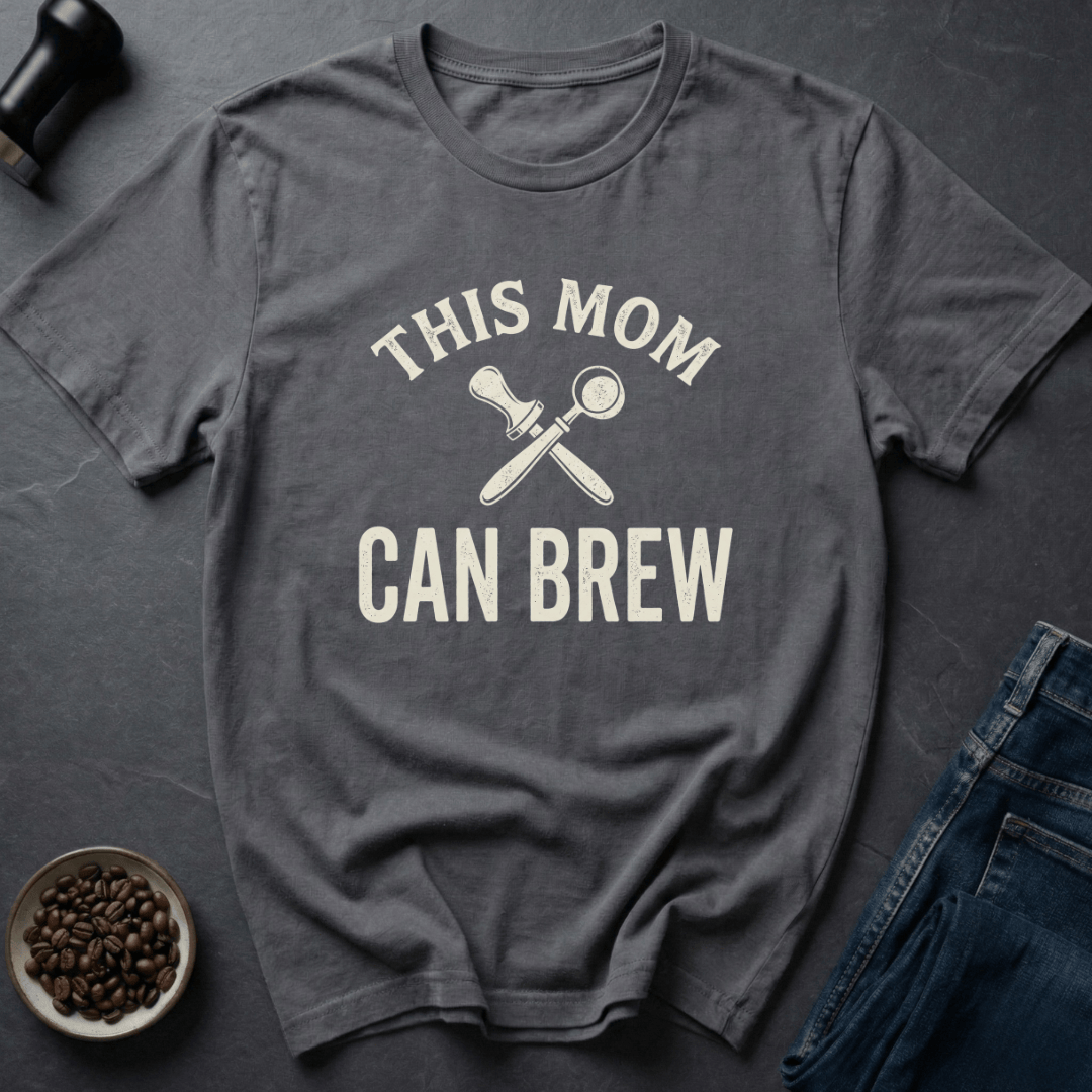 Coffee graphic Mama Barista T-Shirt in Charcoal / S by Caffeine Dept