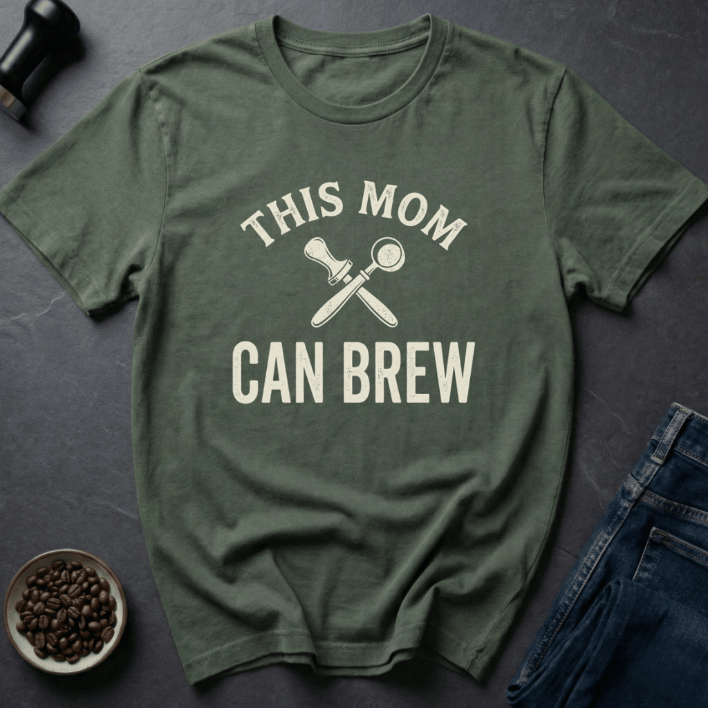 Coffee graphic Mama Barista T-Shirt in Military Green / S by Caffeine Dept