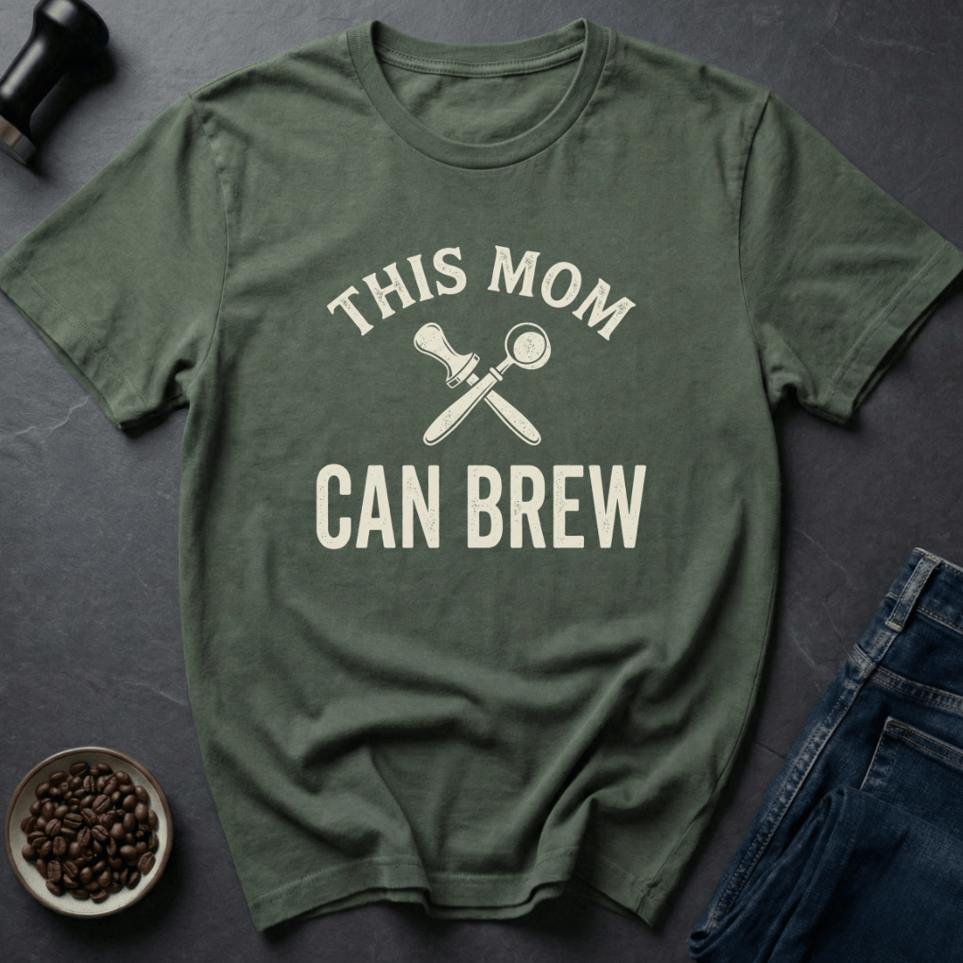 Coffee graphic Mama Barista T-Shirt in Military Green / S by Caffeine Dept