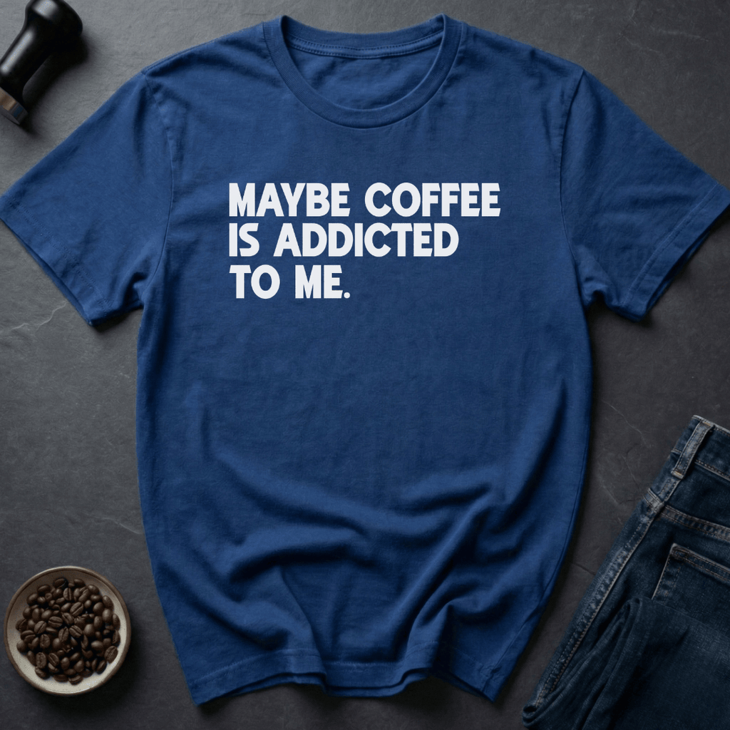 Coffee graphic Maybe Coffee... T-Shirt in Royal / S by Caffeine Dept