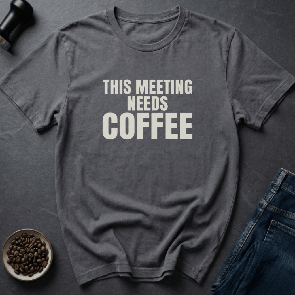 Coffee graphic Meeting Fuel T-Shirt in Charcoal / S by Caffeine Dept