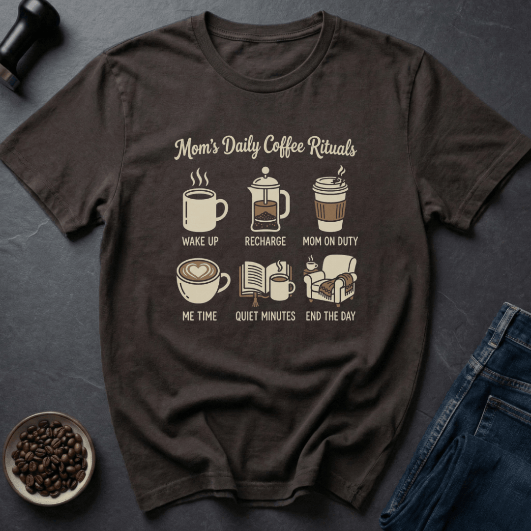 Coffee graphic Mom Coffee Rituals T-Shirt in Dark Chocolate / S by Caffeine Dept
