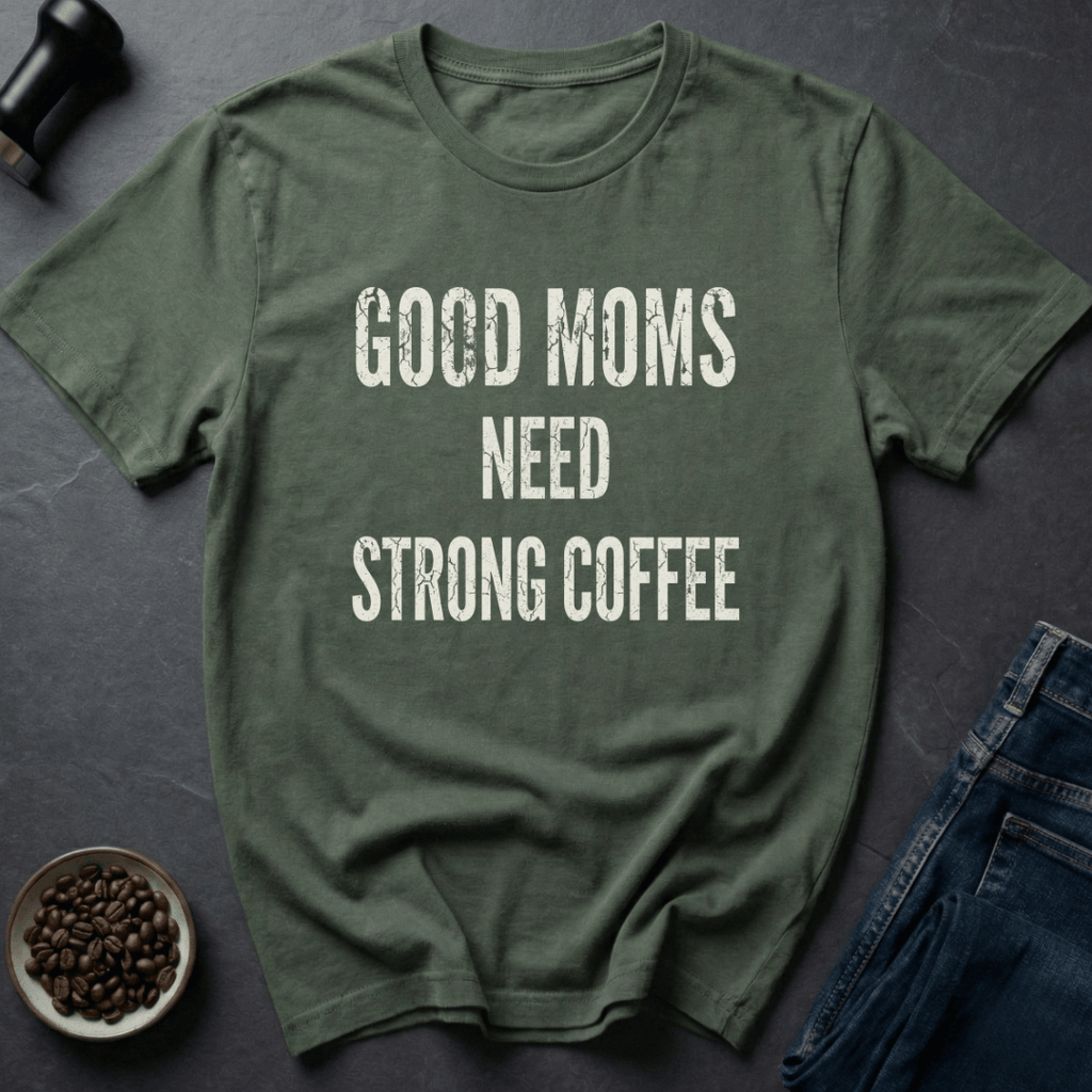 Coffee graphic Mom Fuel T-Shirt in Military Green / S by Caffeine Dept
