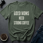 Coffee graphic Mom Fuel T-Shirt in Military Green / S by Caffeine Dept