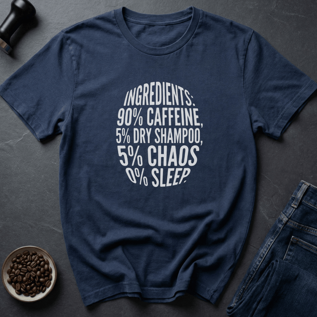 Coffee graphic Mom Ingredients T-Shirt in Navy / S by Caffeine Dept