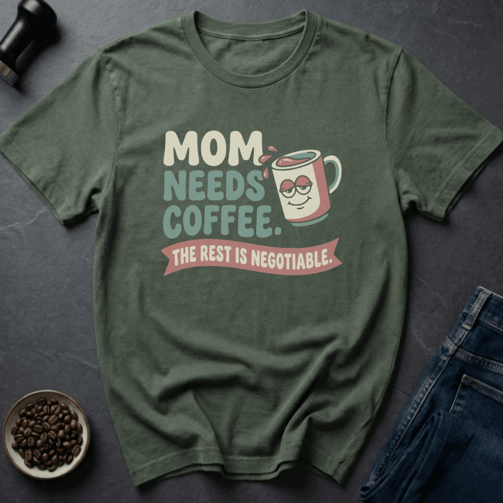 Coffee graphic Mom Needs Coffee T-Shirt in Black / S by Caffeine Dept
