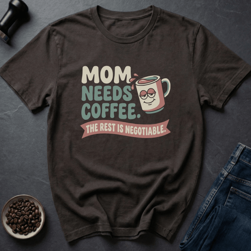 Coffee graphic Mom Needs Coffee T-Shirt in Black / S by Caffeine Dept