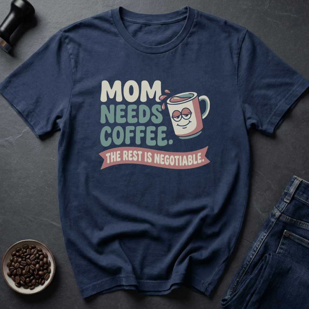 Coffee graphic Mom Needs Coffee T-Shirt in Black / S by Caffeine Dept