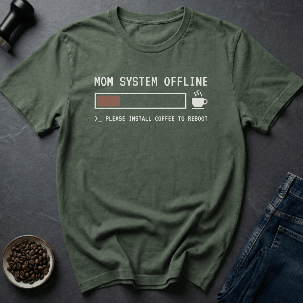 Coffee graphic Mom Offline T-Shirt in Dark Chocolate / S by Caffeine Dept