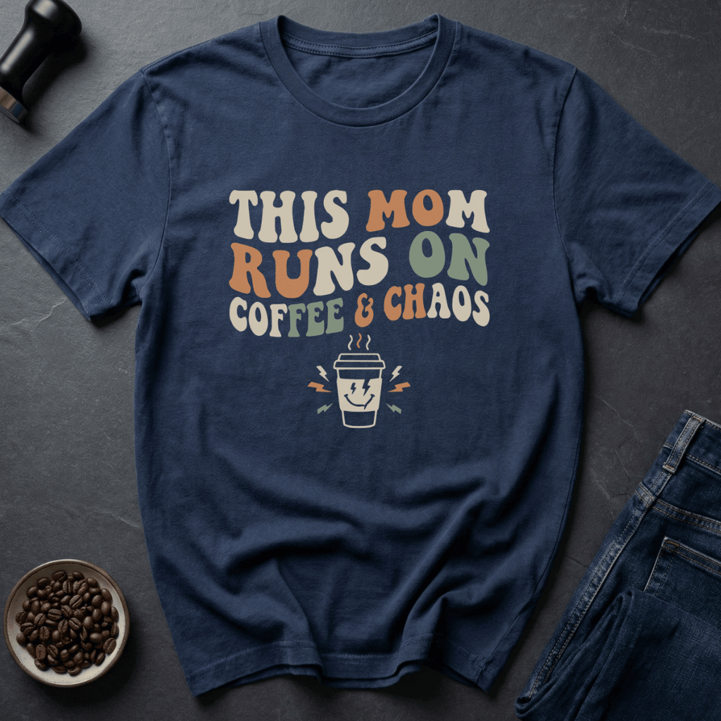 Coffee graphic Mom Runs Coffee T-Shirt in Dark Chocolate / S by Caffeine Dept