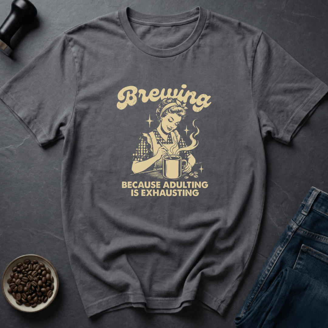 Coffee graphic Mom Survivalist T-Shirt in Charcoal / S by Caffeine Dept