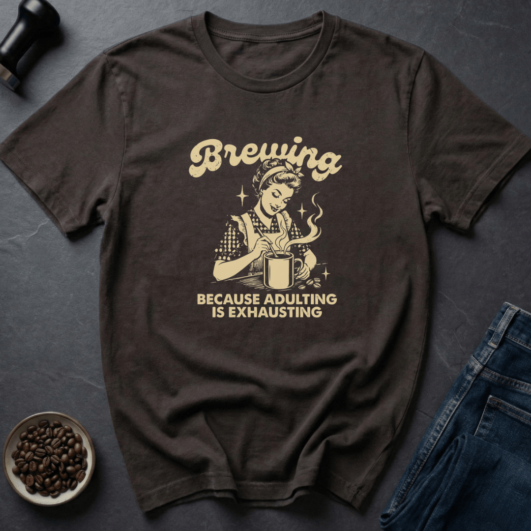 Coffee graphic Mom Survivalist T-Shirt in Dark Chocolate / S by Caffeine Dept