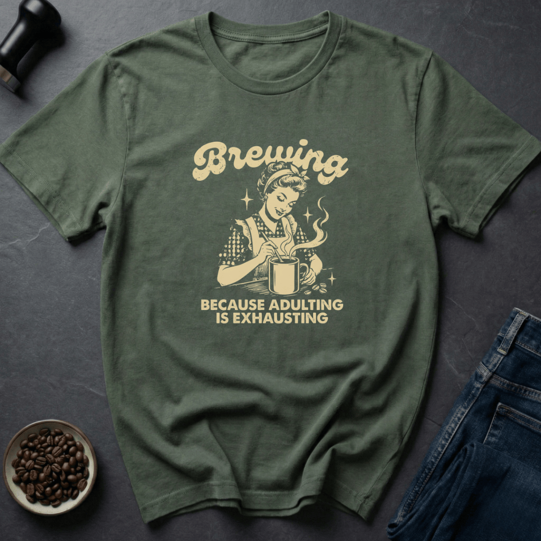 Coffee graphic Mom Survivalist T-Shirt in Military Green / S by Caffeine Dept