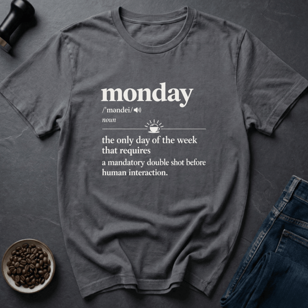 Coffee graphic Monday Coffee T-Shirt in Military Green / S by Caffeine Dept