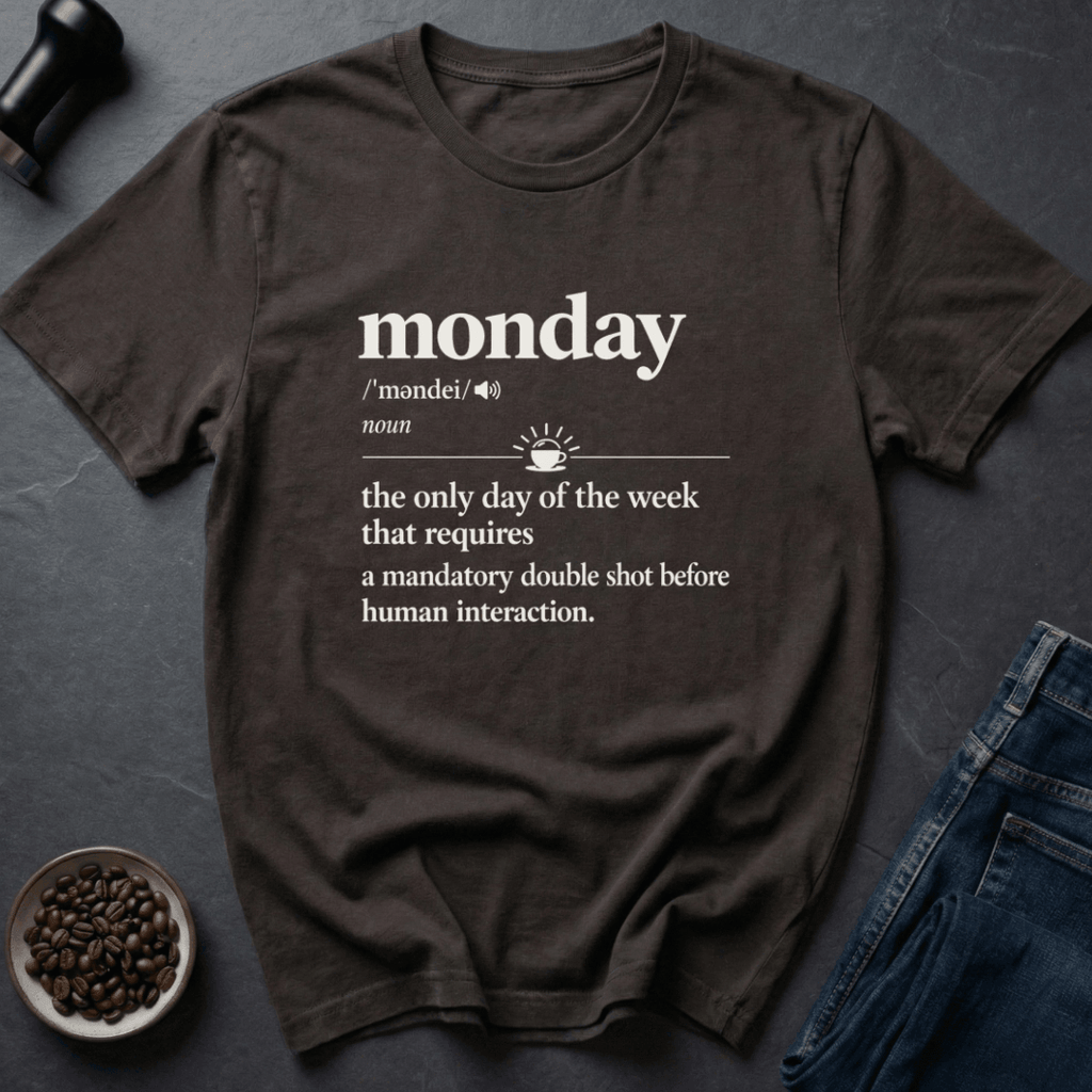 Coffee graphic Monday Coffee T-Shirt in Military Green / S by Caffeine Dept
