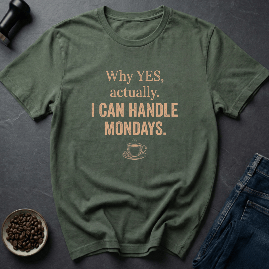 Coffee graphic Monday Survivor T-Shirt in Military Green / S by Caffeine Dept