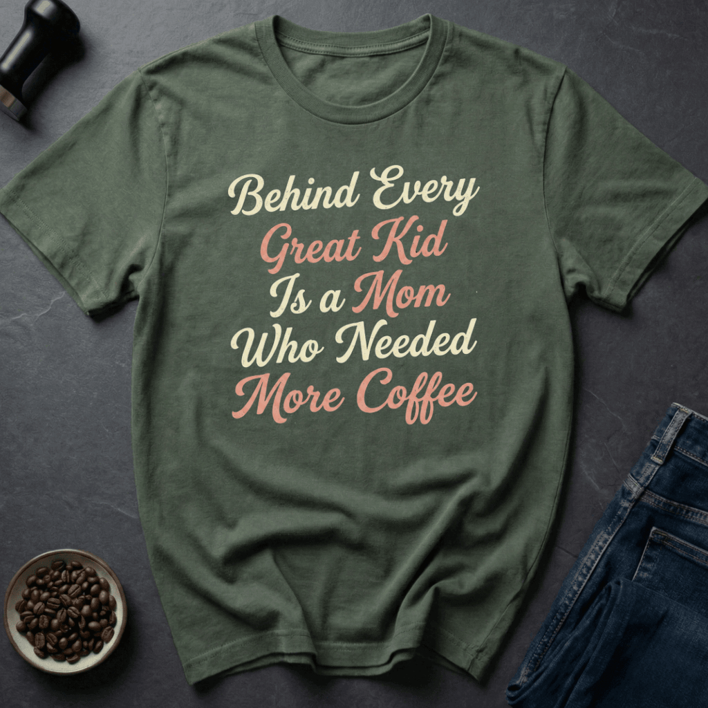 Coffee graphic More Coffee Mom T-Shirt in Black / S by Caffeine Dept