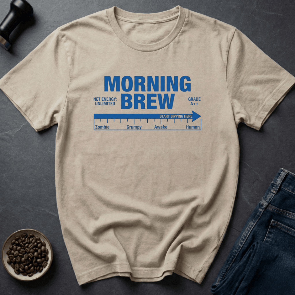 Coffee graphic Morning Brew T-Shirt in Light Blue / S by Caffeine Dept