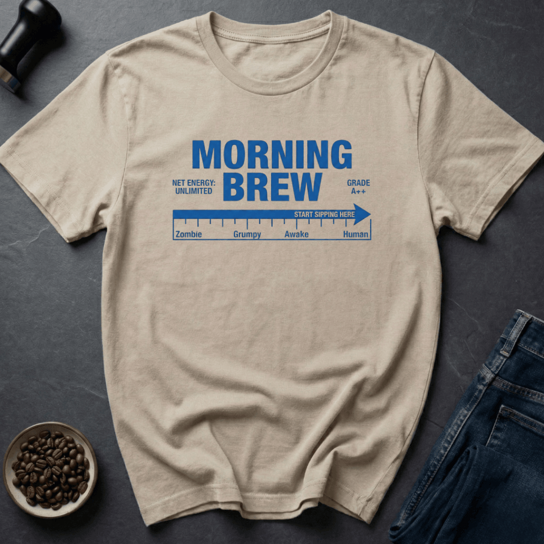 Coffee graphic Morning Brew T-Shirt in Light Blue / S by Caffeine Dept