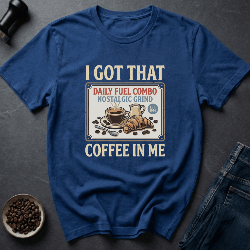 Coffee graphic Morning Combo T-Shirt in Royal / S by Caffeine Dept