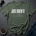 Coffee graphic Morning Fuel T-Shirt in Military Green / S by Caffeine Dept